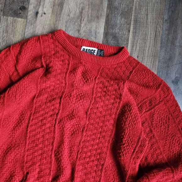 Vintage Badge Red Acrylic Sweater Men’s Sm EUC Made In USA - Picture 5 of 8